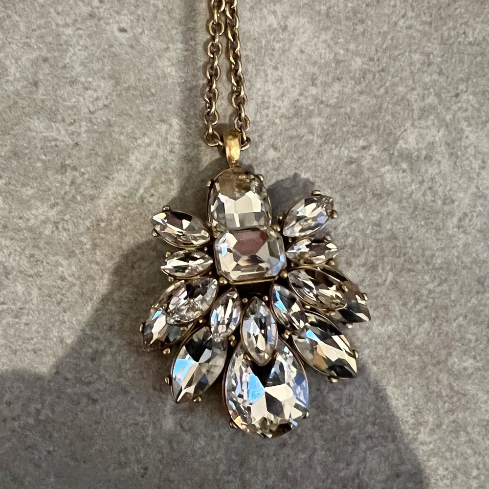 Jcrew Gold and Silver Crystal Pendant Necklace
